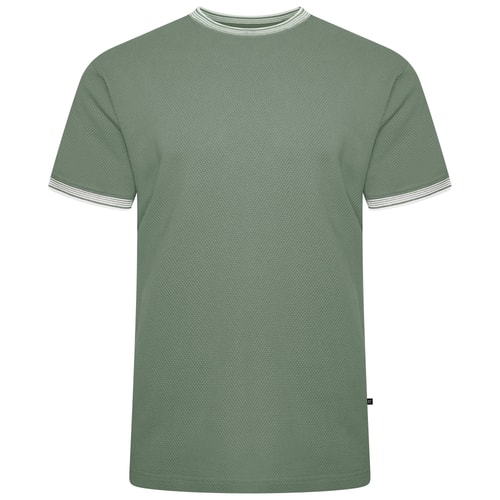 KAM Textured T-Shirt With Contrast Neck Elm Green